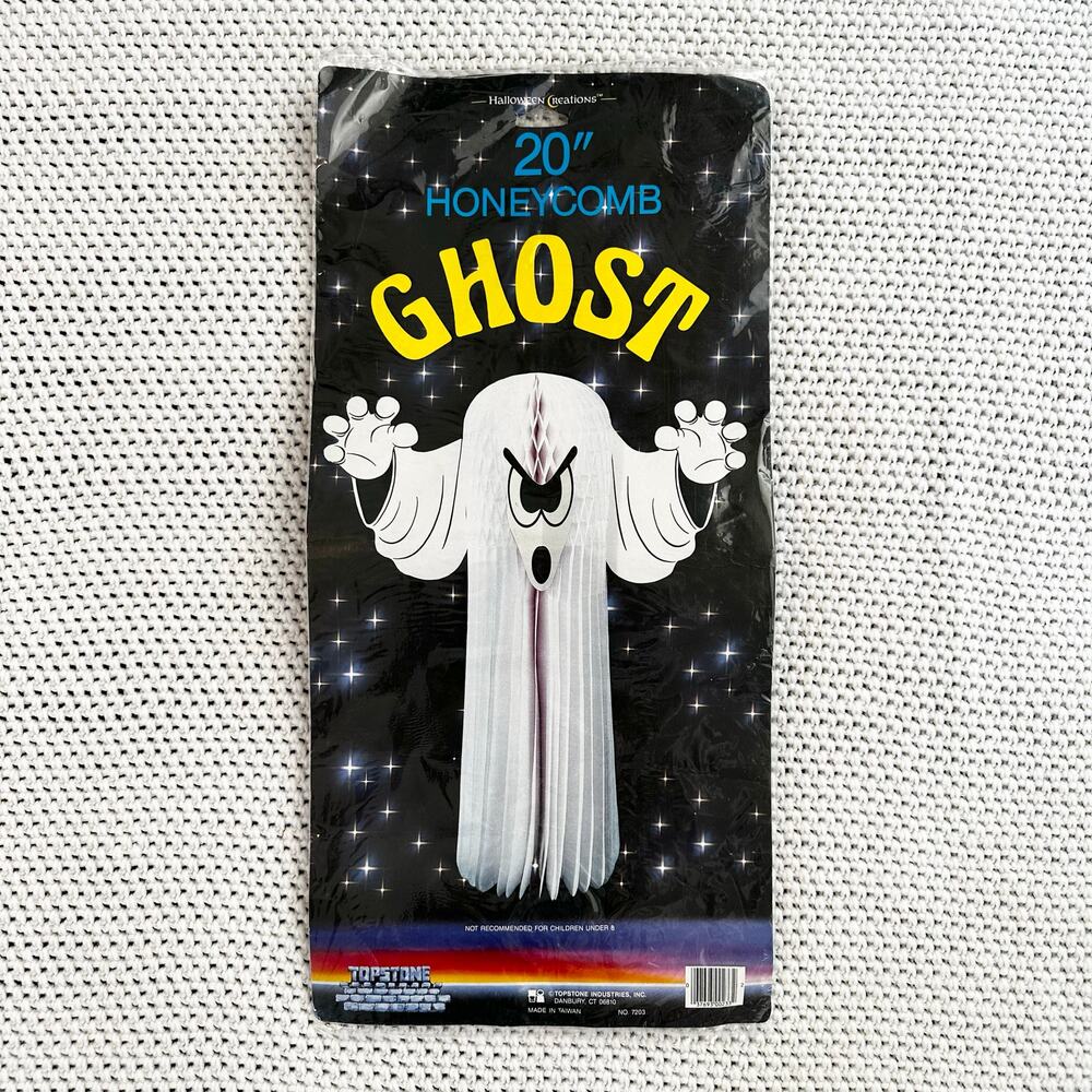 Topstone Vintage Deadstock 20" White Honeycomb Die Cut Paper Hanging Ghost